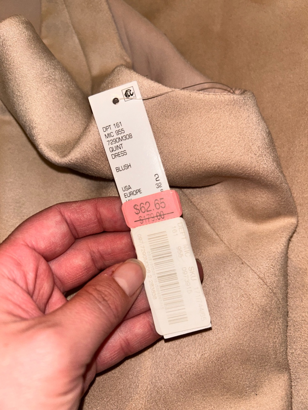 NWT ANTONIO MELANI Quint Faux Suede Sleeveless Aline Nude Blush Midi Dress 2 - Picture 13 of 15